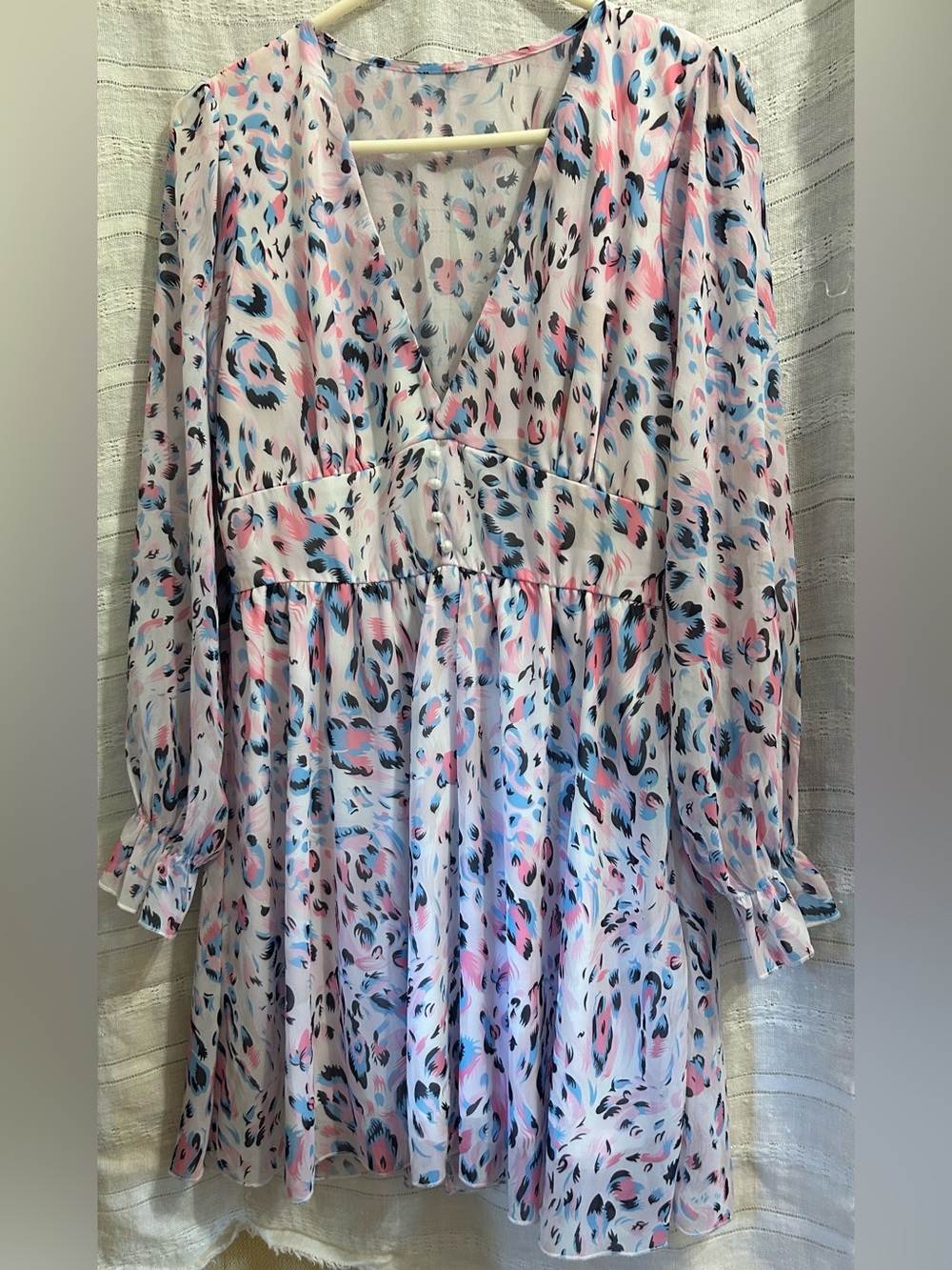 SHEIN Pink and Light Blue Animal Print Dress